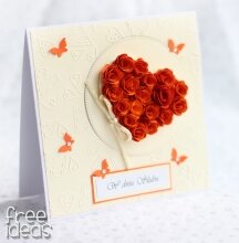 Kartka ślubna serce z róż