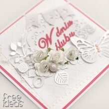 Wyjątkowa kartka ślubna perłowa biel