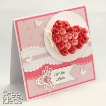 Kartka ślubna serce z róż