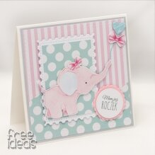 Birthday card with little elephant
